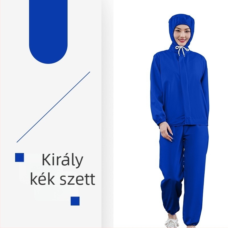 Fehér, vékony, légáteresztő munkaruha készlet élelmiszeripari üzemhez