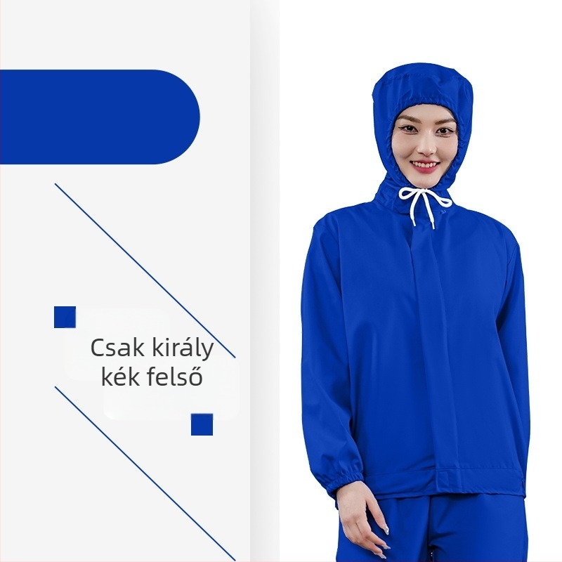 Fehér, vékony, légáteresztő munkaruha készlet élelmiszeripari üzemhez