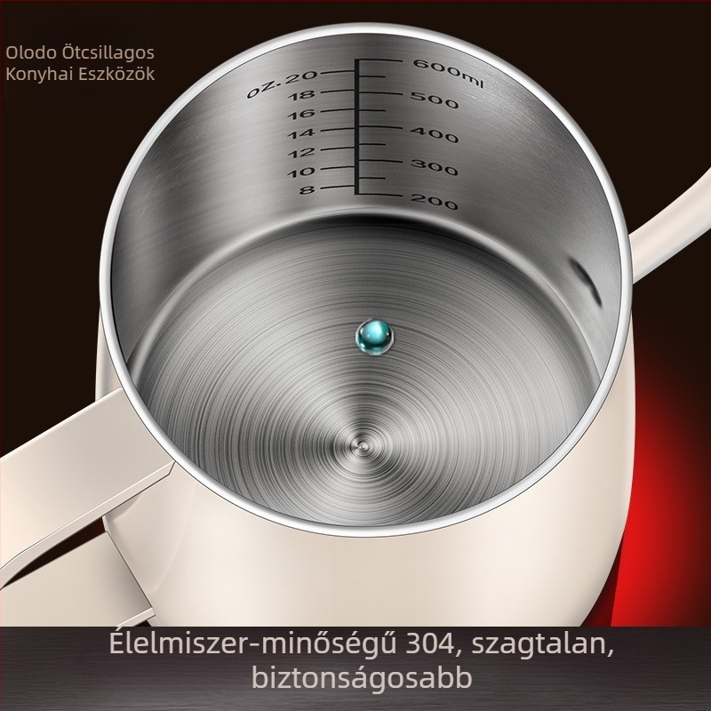 304 rozsdamentes acélból készült hőmérséklet-szabályozós pour-over kanna, vékony hosszú csőrrel, kézzel készített kávés eszköz