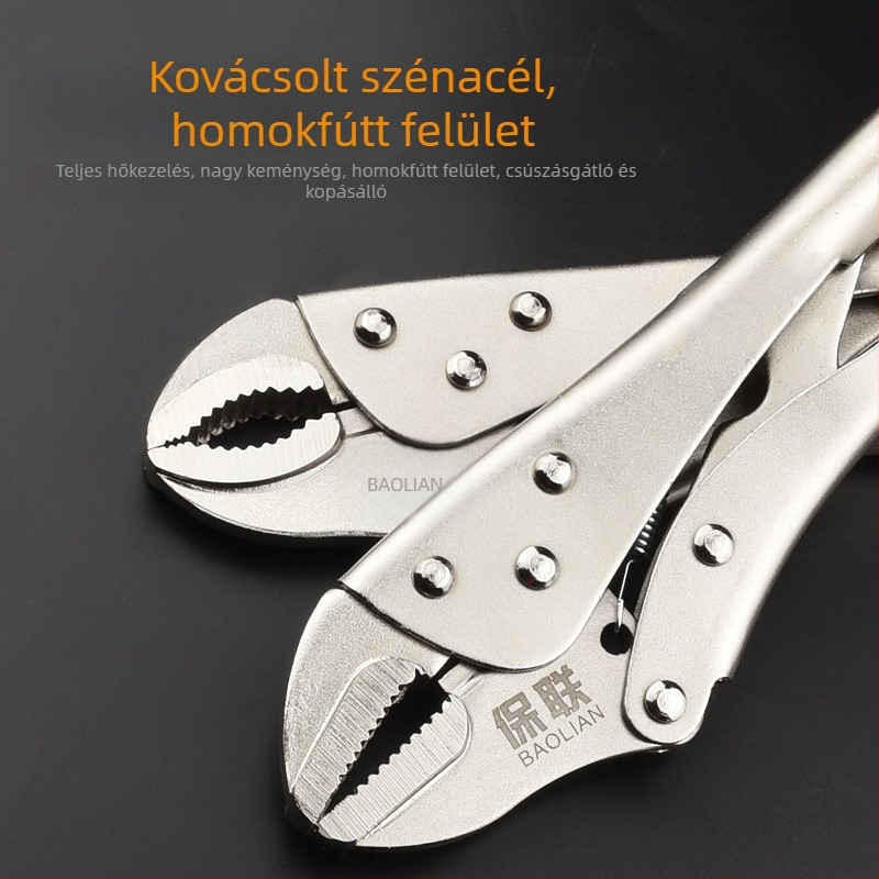 Ipari kategóriás többfunkciós fogó kerek állkapcssal, C-típusú automata rögzítés és sík fej a gyors záráshoz