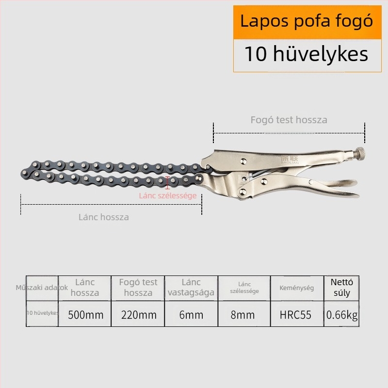Ipari kategóriás többfunkciós fogó kerek állkapcssal, C-típusú automata rögzítés és sík fej a gyors záráshoz