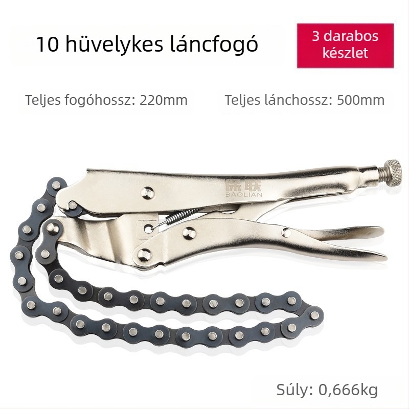 Ipari kategóriás többfunkciós fogó kerek állkapcssal, C-típusú automata rögzítés és sík fej a gyors záráshoz