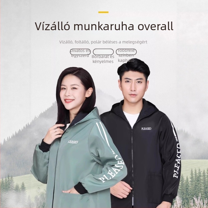 Őszi–téli fleece-béléssel védő munkaruha férfiaknak, hosszú ujjú, por- és vízálló, olajálló