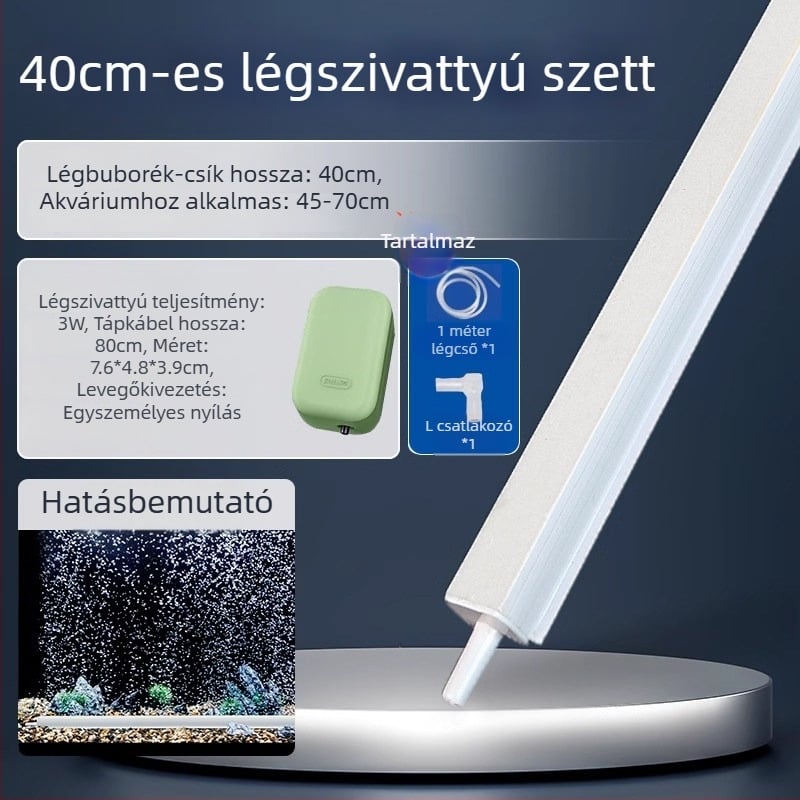 Akvarisztikus oxigén buborék készlet: buborék szalag, buborék zuhatag, buborék kövek, nano levegő lemez, táj dekoráció, levegőfüggöny, oxigénpumpa