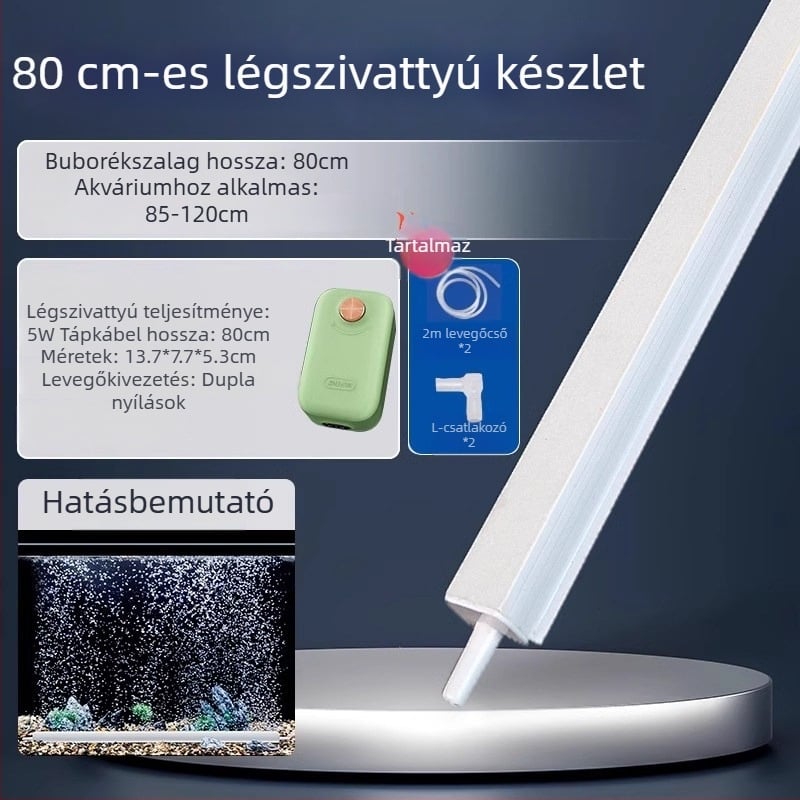 Akvarisztikus oxigén buborék készlet: buborék szalag, buborék zuhatag, buborék kövek, nano levegő lemez, táj dekoráció, levegőfüggöny, oxigénpumpa