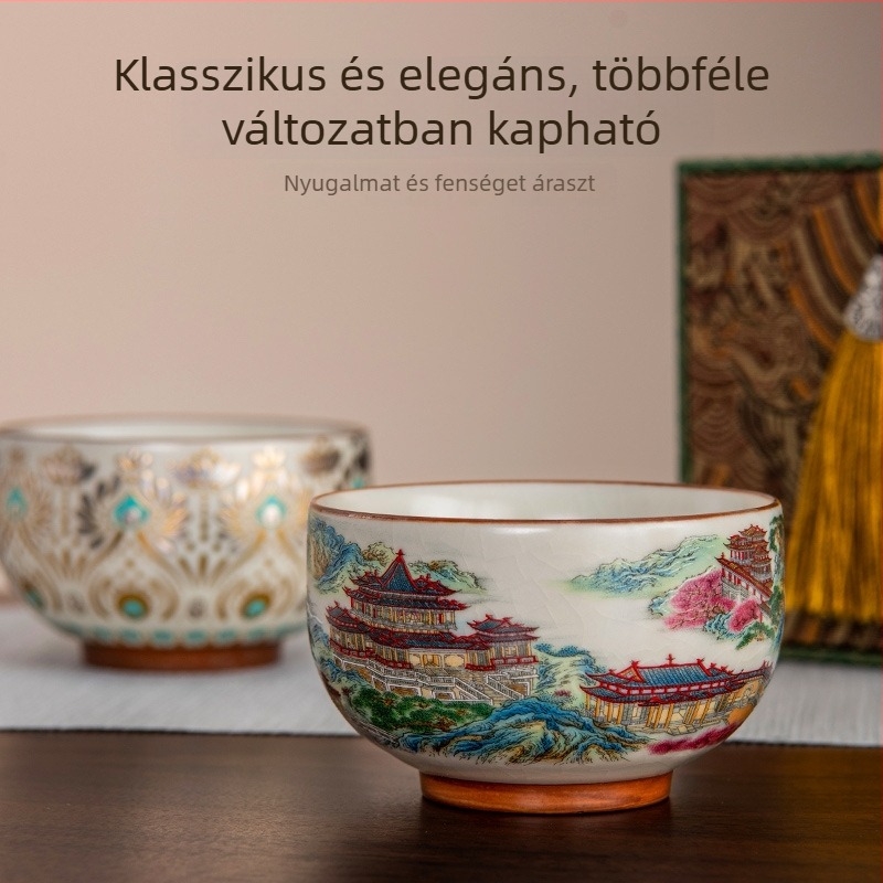 Új kínai stílusú Arhat pohár porcelánból, felületi glaszúrozott díszítéssel, otthoni használatra