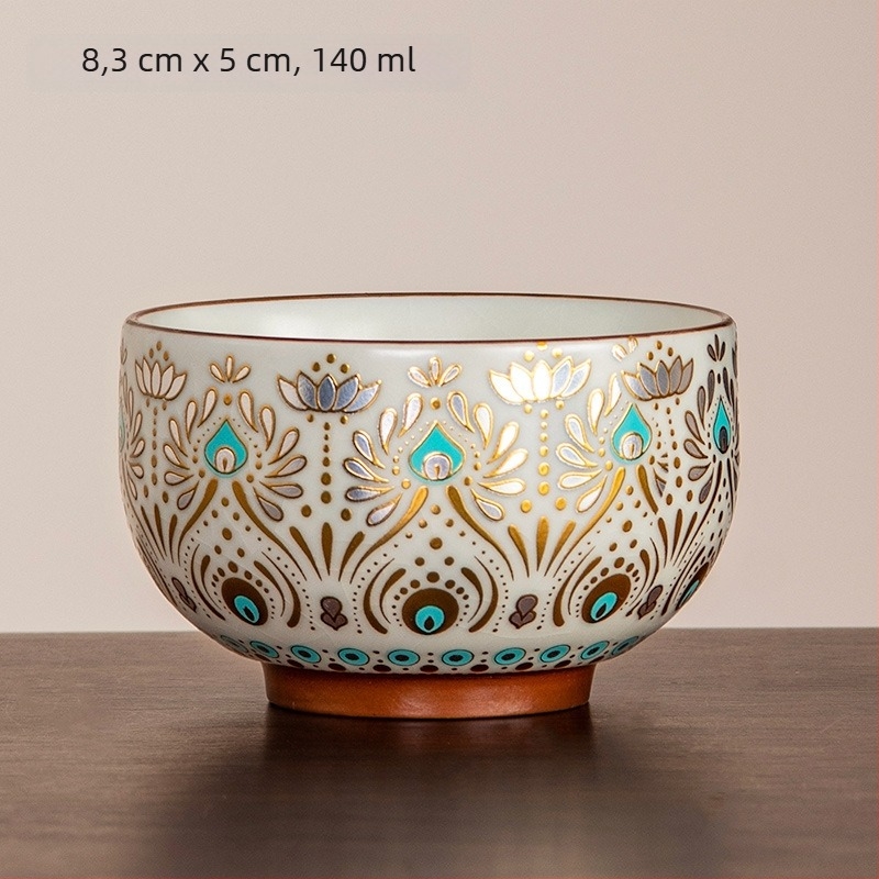 Új kínai stílusú Arhat pohár porcelánból, felületi glaszúrozott díszítéssel, otthoni használatra