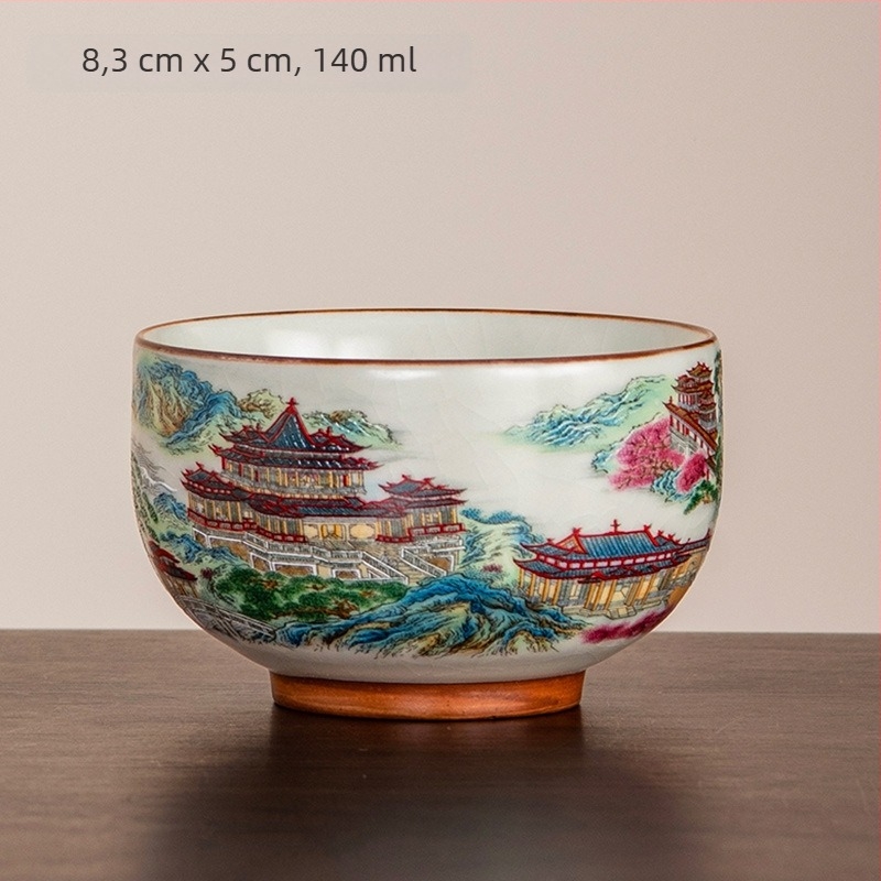 Új kínai stílusú Arhat pohár porcelánból, felületi glaszúrozott díszítéssel, otthoni használatra