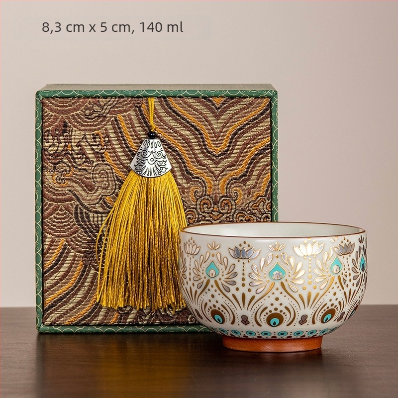 Új kínai stílusú Arhat pohár porcelánból, felületi glaszúrozott díszítéssel, otthoni használatra