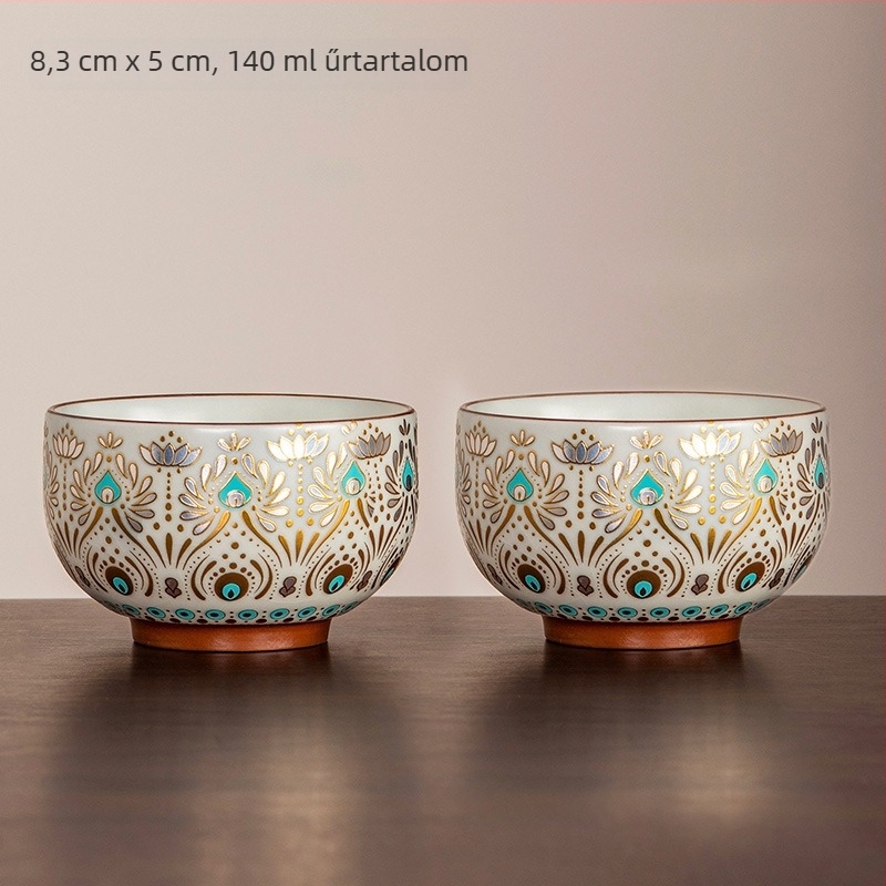 Új kínai stílusú Arhat pohár porcelánból, felületi glaszúrozott díszítéssel, otthoni használatra