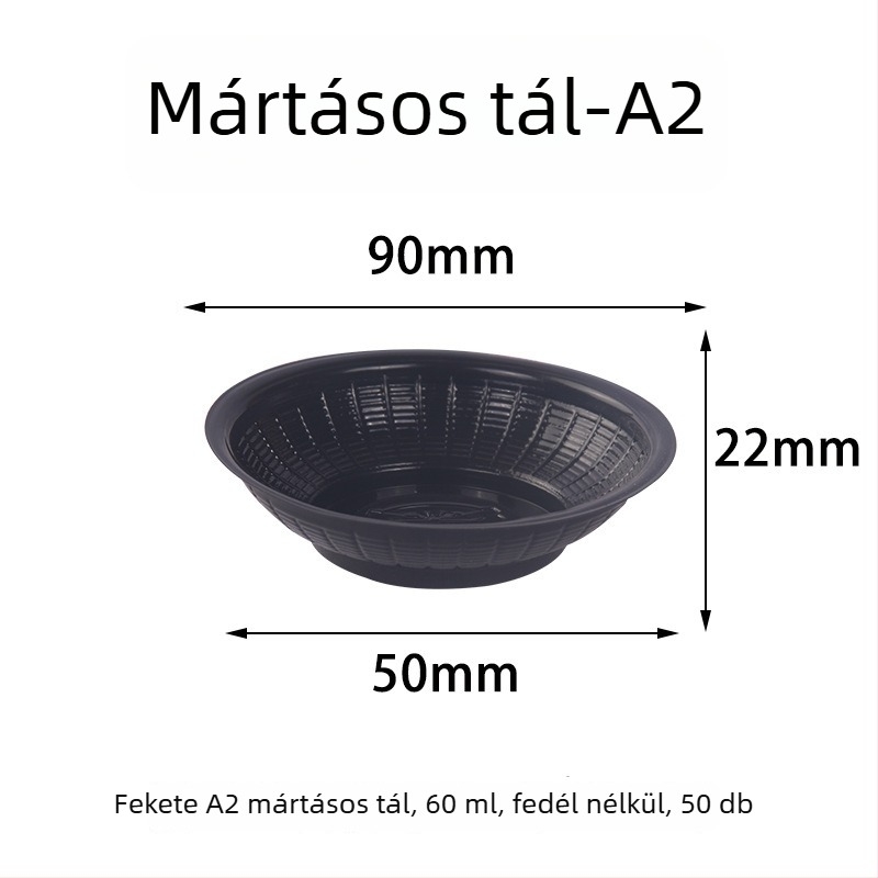 Egyszer használatos, kerek, átlátszó műanyag mártótál szószokhoz és fűszerekhez
