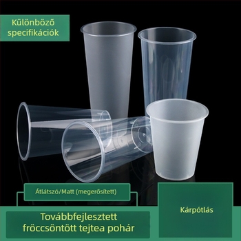 Egyszer használatos tejes tea pohár, 90 mm átmérőjű, matt műanyag pohár hideg italokhoz, gyümölcsteához és szója tejhez