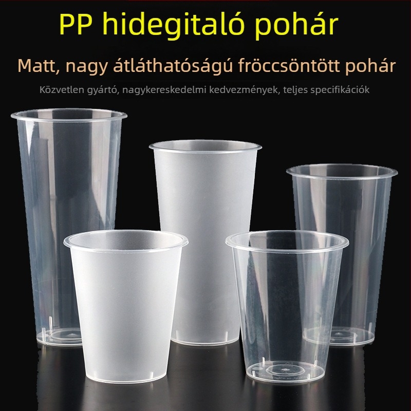 Egyszer használatos tejes tea pohár, 90 mm átmérőjű, matt műanyag pohár hideg italokhoz, gyümölcsteához és szója tejhez
