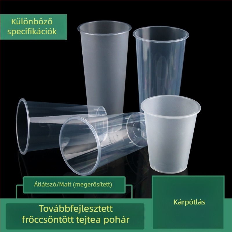 Egyszer használatos tejes tea pohár, 90 mm átmérőjű, matt műanyag pohár hideg italokhoz, gyümölcsteához és szója tejhez