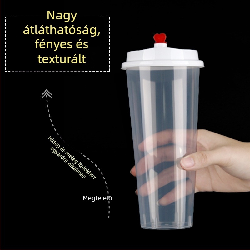 Egyszer használatos tejes tea pohár, 90 mm átmérőjű, matt műanyag pohár hideg italokhoz, gyümölcsteához és szója tejhez