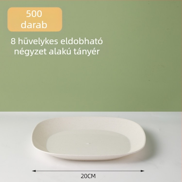 Egyszer használatos edények rizshéjból: tálak, grill- és gyümölcs tányérok, hőálló, háromrészes készlet evőpálcikákkal