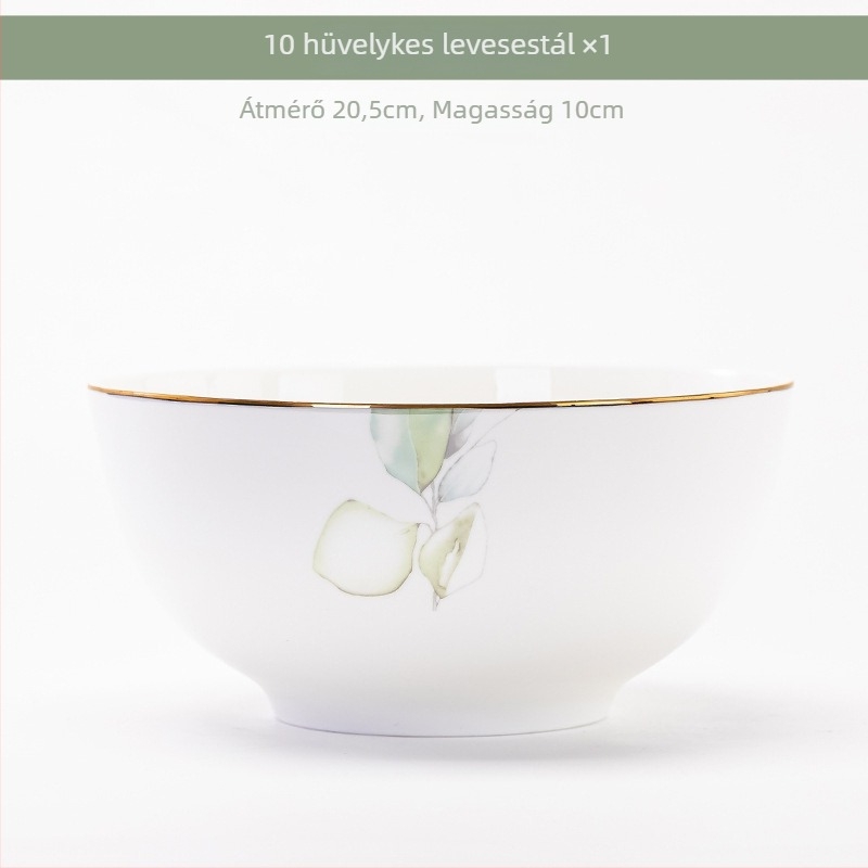 Porcelán étkészlet tálakkal és tányérokkal virágos mintával, mikrohullámú sütőben használható, mázas felület, két méret 11–12 cm és 15–16 cm, ideális ajándék
