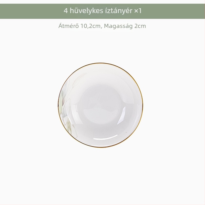 Porcelán étkészlet tálakkal és tányérokkal virágos mintával, mikrohullámú sütőben használható, mázas felület, két méret 11–12 cm és 15–16 cm, ideális ajándék