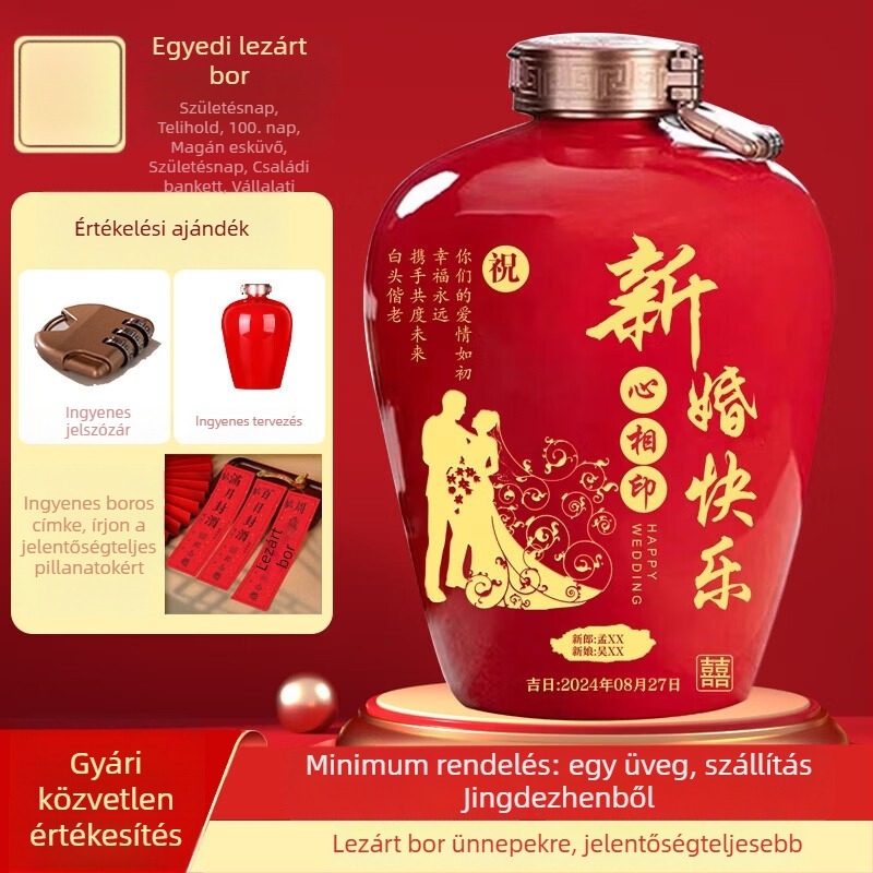 Jingdezhen kerámia borosüveg és kancsó személyre szabva esküvőkre, telihold ünnepeire és 100 napos ünnepségekre