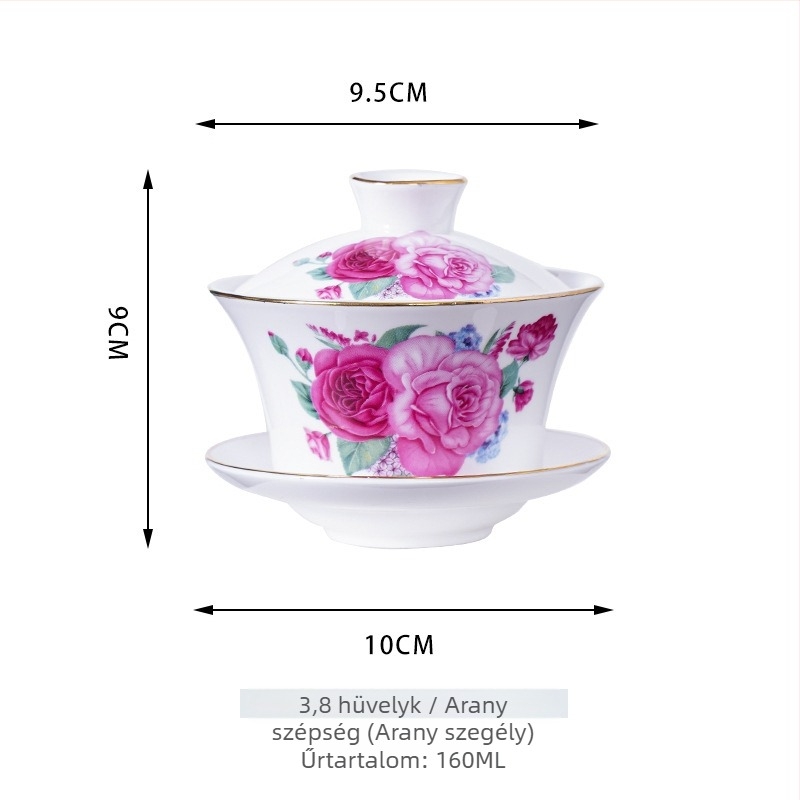Kerámiából készült gaiwan teáskészlet sárga Shuanglong sárkányokkal, nagy kék-fehér porcelán, három darabból álló gaiwan fedéllel, logó testreszabás