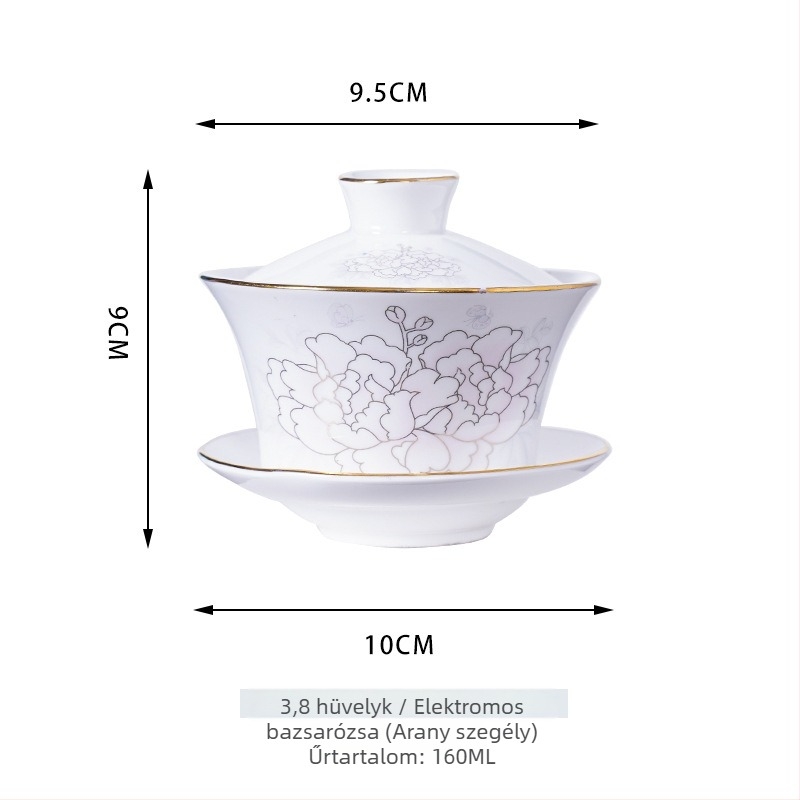 Kerámiából készült gaiwan teáskészlet sárga Shuanglong sárkányokkal, nagy kék-fehér porcelán, három darabból álló gaiwan fedéllel, logó testreszabás