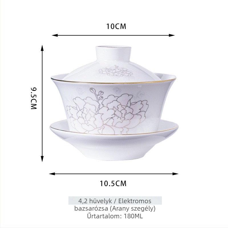 Kerámiából készült gaiwan teáskészlet sárga Shuanglong sárkányokkal, nagy kék-fehér porcelán, három darabból álló gaiwan fedéllel, logó testreszabás