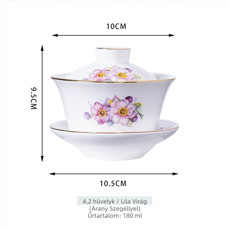 Kerámiából készült gaiwan teáskészlet sárga Shuanglong sárkányokkal, nagy kék-fehér porcelán, három darabból álló gaiwan fedéllel, logó testreszabás