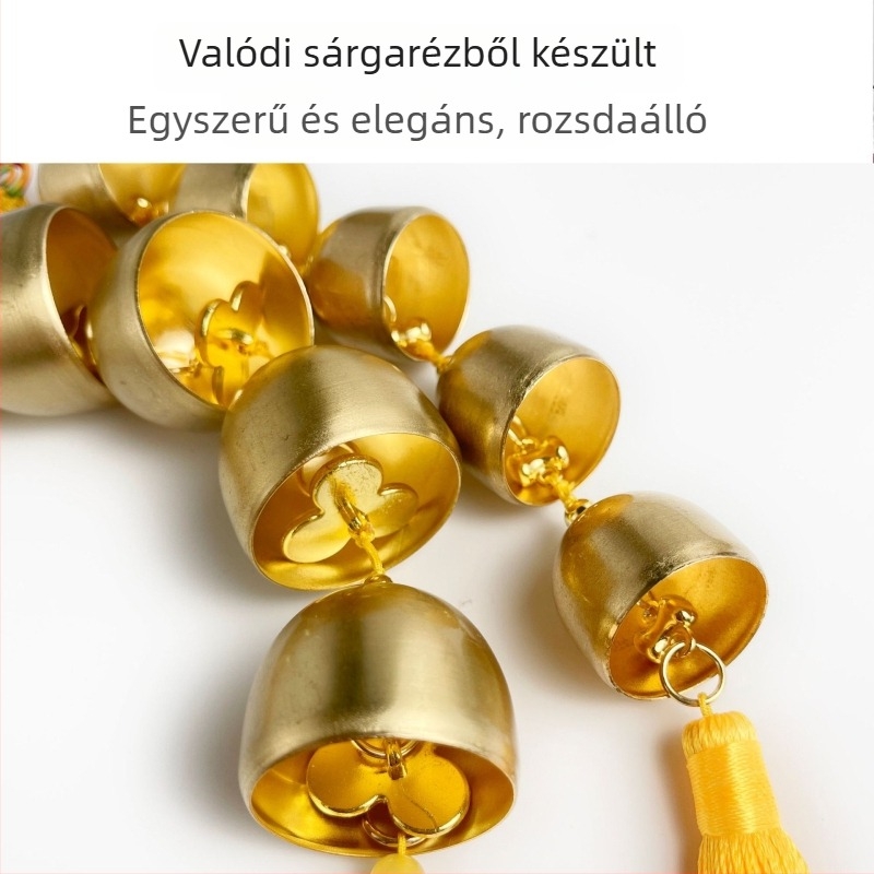 Sárgaréz szélcsengő kínai csomó medállal, beltéri dekoráció, retro stílus