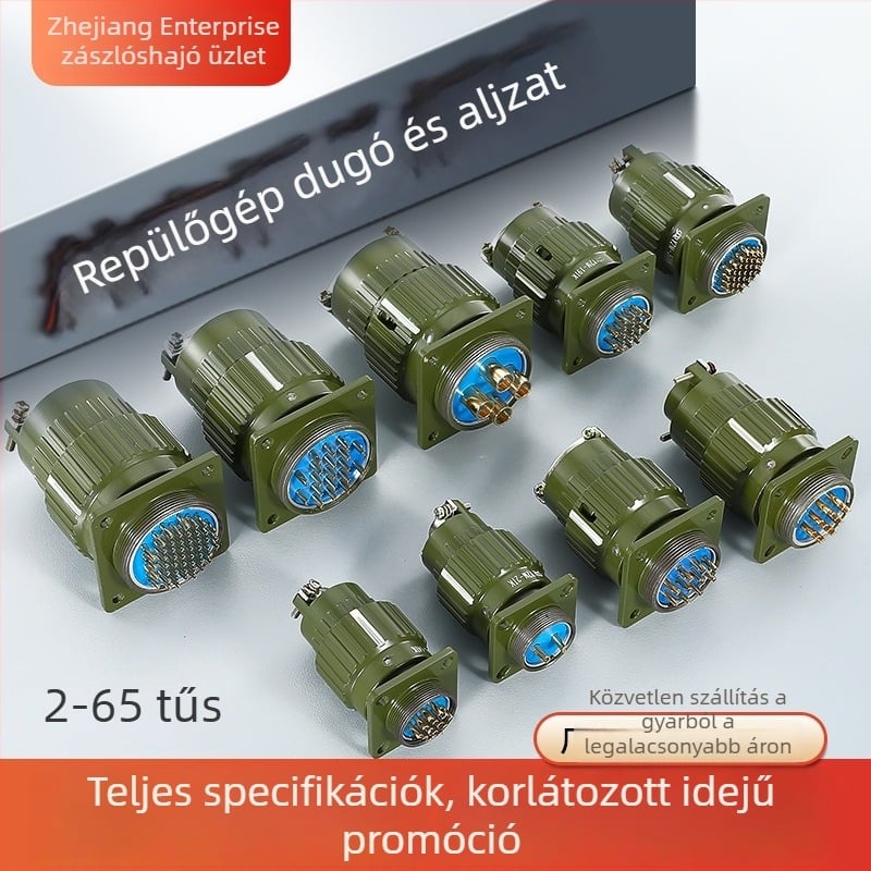 Repülési csatlakozó, férfi és női, ipari aljzat Y2M, 2/3/4/5/7/10/14 maggal, kattanó csatlakozó