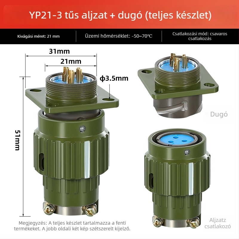 Repülési csatlakozó, férfi és női, ipari aljzat Y2M, 2/3/4/5/7/10/14 maggal, kattanó csatlakozó