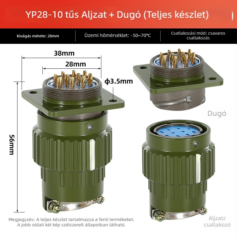 Repülési csatlakozó, férfi és női, ipari aljzat Y2M, 2/3/4/5/7/10/14 maggal, kattanó csatlakozó