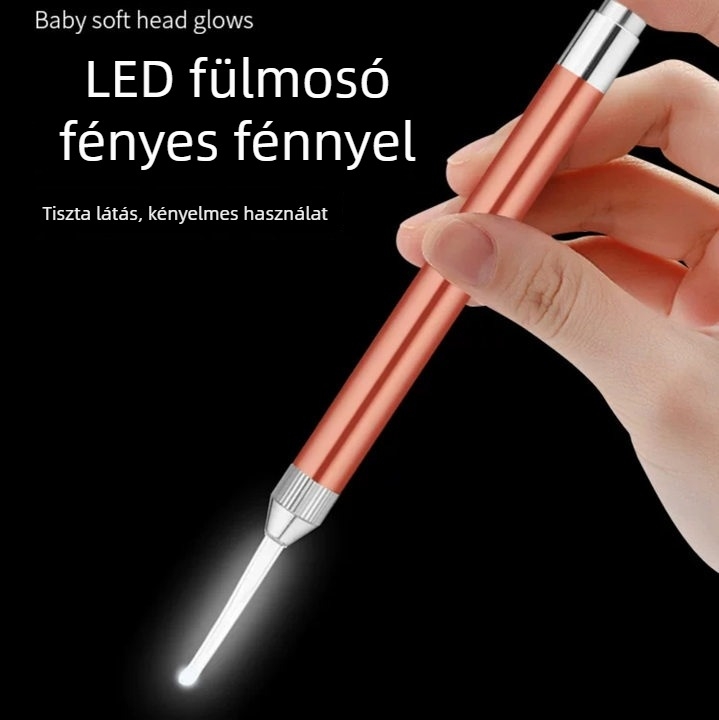 Gyermekek fénylő fülkanál, vizuális fültisztító eszköz világítással, akkumulátor nélkül, 20 g/db