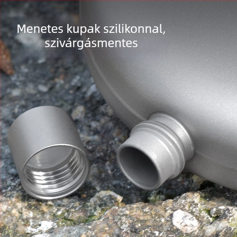 CIEUIS tiszta titánból készült 180 ml kör alakú hordozható flaska, kültéri használatra, EDC