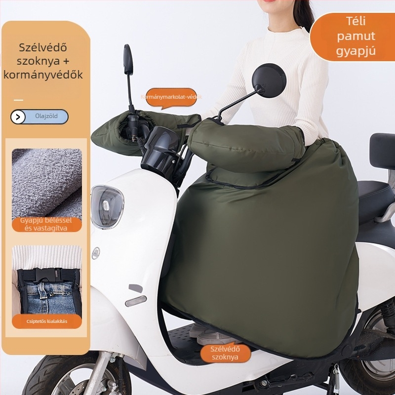 Téli fleece-bevonatú szélvédő szoknya elektromos kerékpárhoz