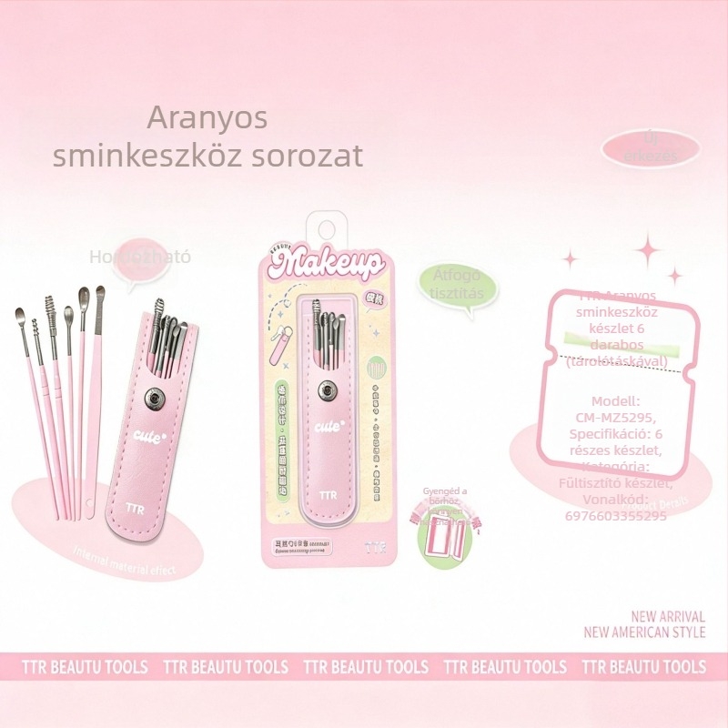 Rozsdamentes acél fülkefe készlet, kettős fejű spirál alakú dizájnnal, 6 darab.