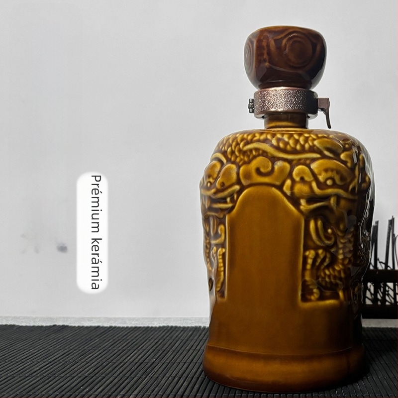 Linda kerámia borosüveg sárkány motívummal, Maotai-stílusú Guotai, fehér agyagból készült üveg, 0,5 kg