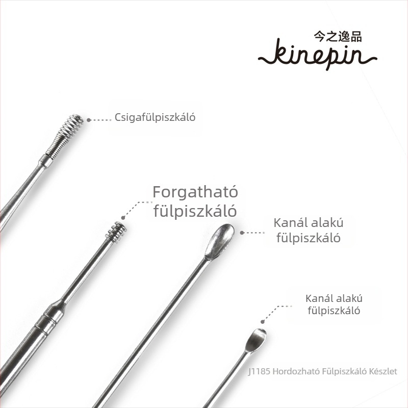 Rozsdamentes acél fülkanál készlet különböző típusokkal otthoni napi fülcsatorna tisztítására