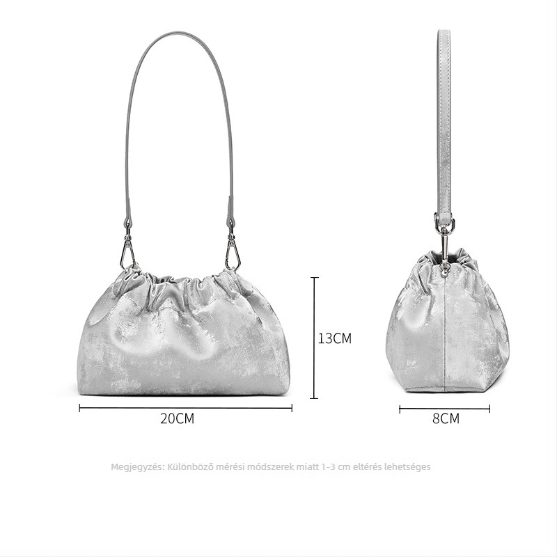 Női táska 2024 kínai stílusú lánccal, plisírozott felülettel, valódi bőrből, mini váll- vagy crossbody táska