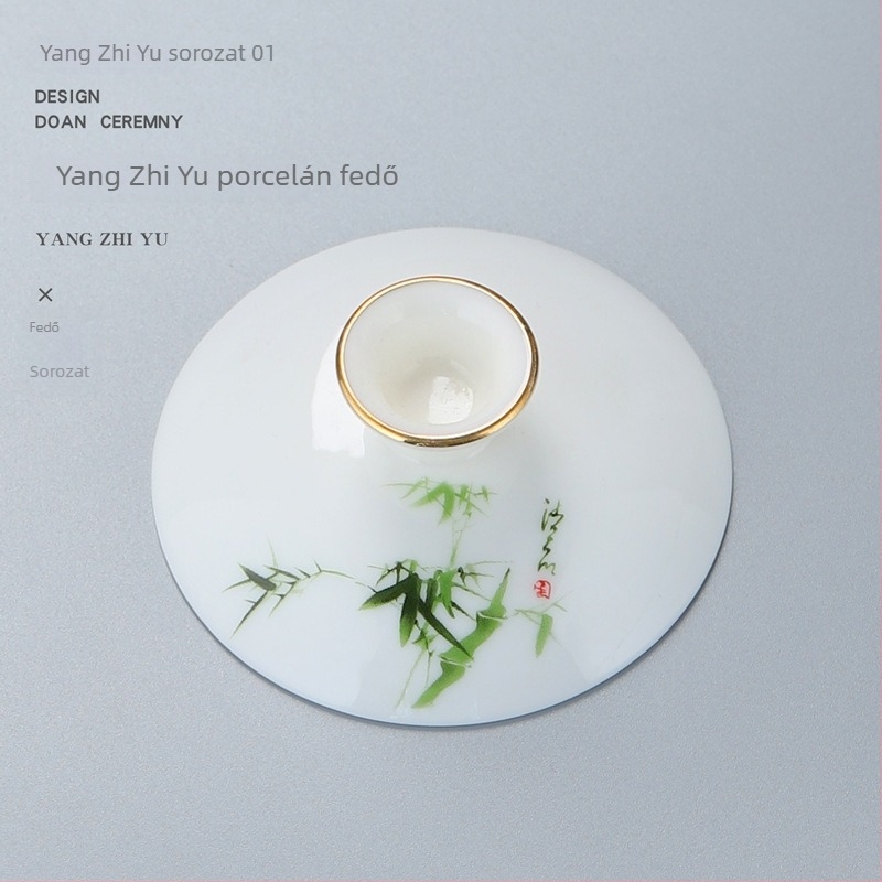 Fehér porcelán fedél Gongfu teáskészlethez, három tehetség tál fedél, tartalék fedél