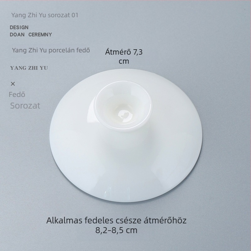 Fehér porcelán fedél Gongfu teáskészlethez, három tehetség tál fedél, tartalék fedél