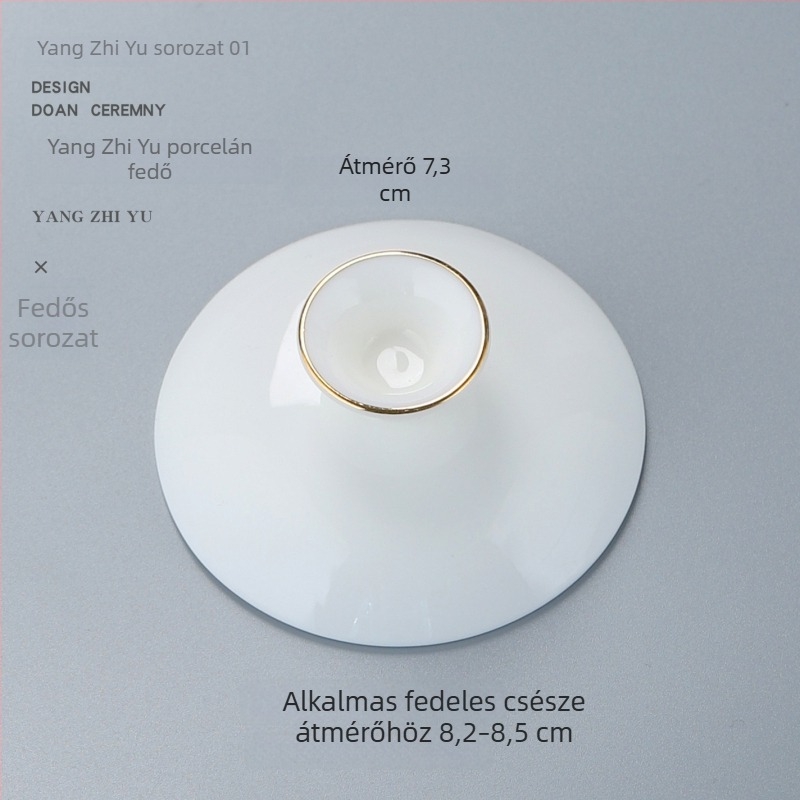 Fehér porcelán fedél Gongfu teáskészlethez, három tehetség tál fedél, tartalék fedél