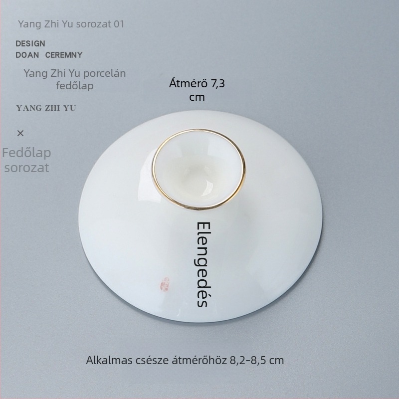 Fehér porcelán fedél Gongfu teáskészlethez, három tehetség tál fedél, tartalék fedél