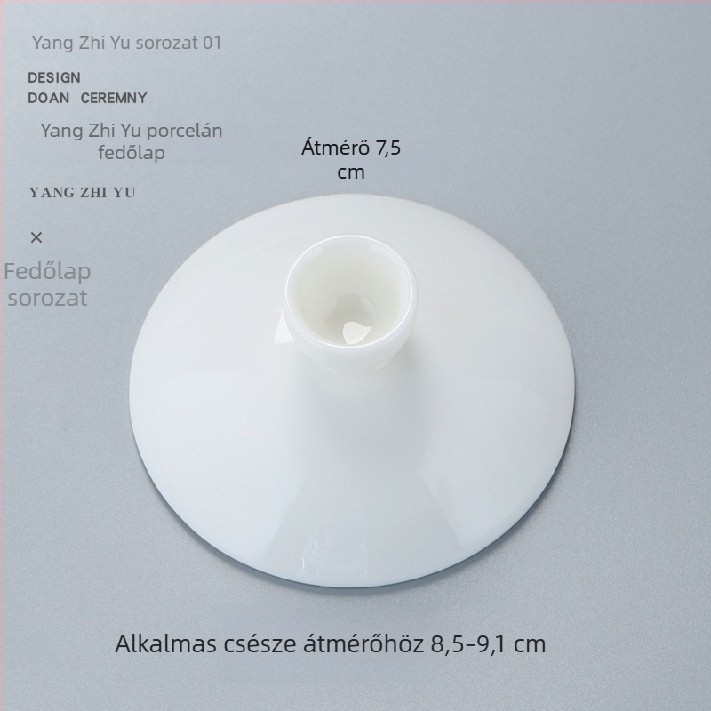 Fehér porcelán fedél Gongfu teáskészlethez, három tehetség tál fedél, tartalék fedél