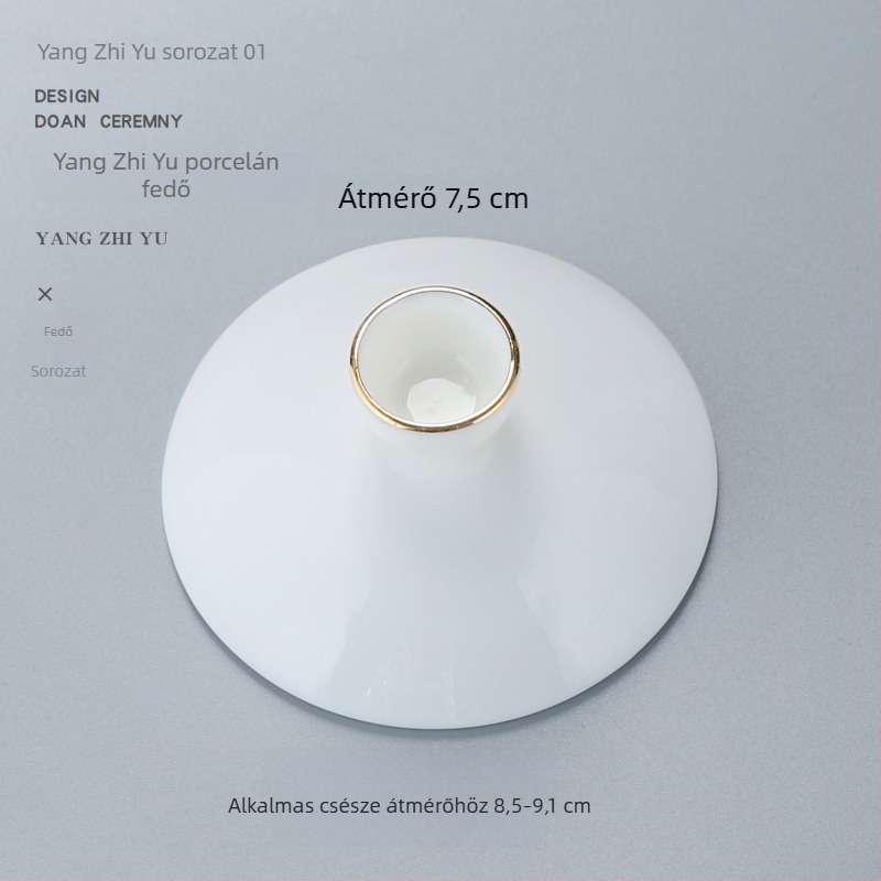 Fehér porcelán fedél Gongfu teáskészlethez, három tehetség tál fedél, tartalék fedél