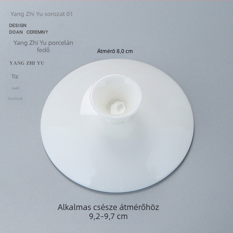 Fehér porcelán fedél Gongfu teáskészlethez, három tehetség tál fedél, tartalék fedél