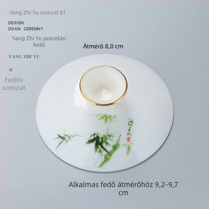 Fehér porcelán fedél Gongfu teáskészlethez, három tehetség tál fedél, tartalék fedél