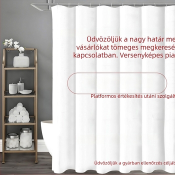Poliészter zuhanyfüggöny, vízálló, fúrás nélküli szerelés, otthoni fürdőszobához
