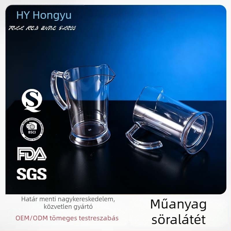 Átlátszó műanyag sörkanna fogantyúval és hegyes szájú kifolyóval, 1,5 L (1500 ml)