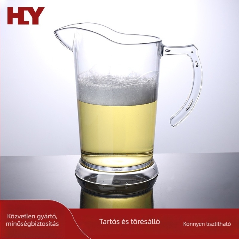 Átlátszó műanyag sörkanna fogantyúval és hegyes szájú kifolyóval, 1,5 L (1500 ml)