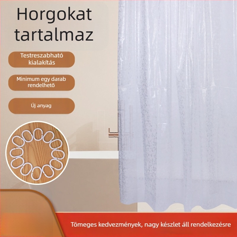 Áttetsző, megvastagított zuhanyfüggöny kavicsos mintával, vízálló PEVA fürdőszobára